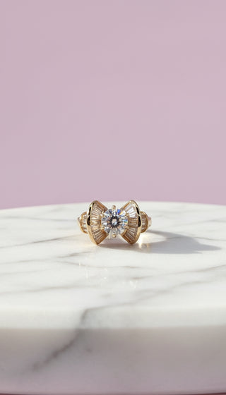 Luxe Bow Crystal Ring Gold Box set of 12