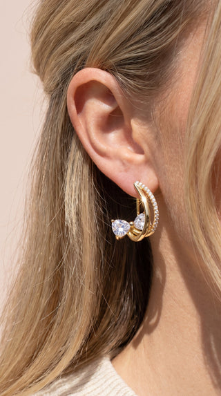 Bow Huggie Crystal Earrings