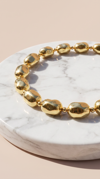 Metallic Pebble Link Chain Necklace