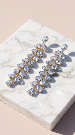 Pear Cut Layered Crystal Drop & Dangle Statement Earrings