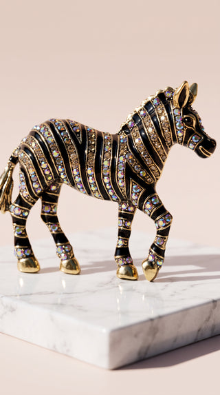 Zebra Crystal Brooch Pin