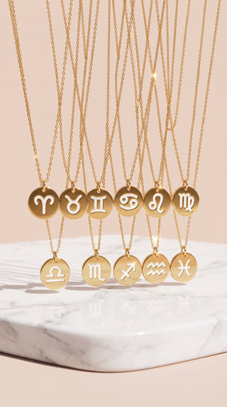 Zodiac Sign Coin Pendant Necklace