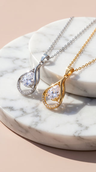 Teardrop Crystal Pendant Necklace