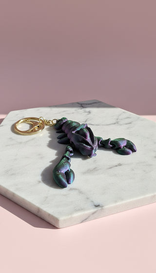 3D Printed Articulated Fantasy Lobster : Bioplastic Fidget Key Ring