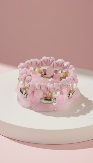 Pearl Charm Ceramic Beaded Bracelet Set