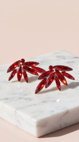 Feathered Crystal Stud Earrings