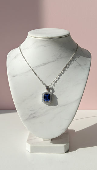 Waterproof Baguette Cut Crystal Pendant Necklace