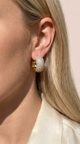 Micro Huggie Crystal Stud Earrings