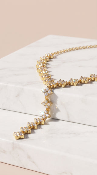 Clover Gold Plated Y Shape Necklace