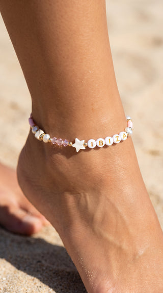 Ibiza Beaded Shell Pull Tie Anklet