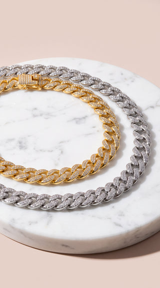 Two-Tone Style Crystal Link Necklace