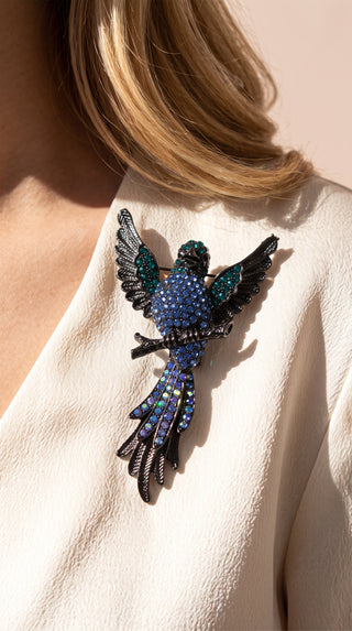 Parakeet Crystal Statement Brooch