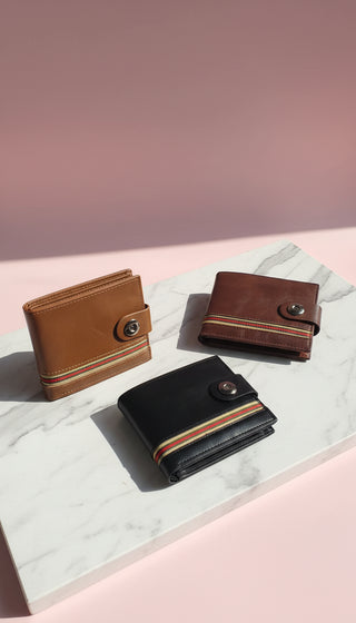 Striped Monogram Leather Wallet With Gift Box