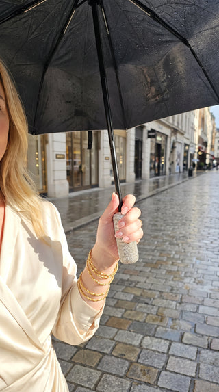 Crystal Handle UV Parasol & Rain Handbag Pop Up Travel Umbrella