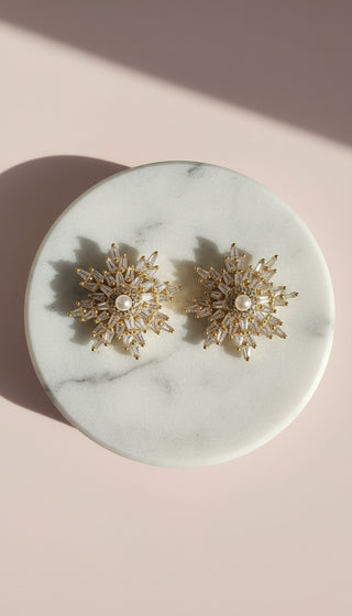 Pearl & Icicle Crystal Stud Earrings