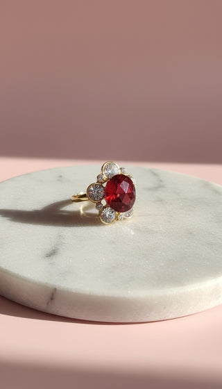 Jewelled Flower Crystal Free size Ring