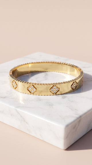 Chunky Clover Gold Plated Bangle