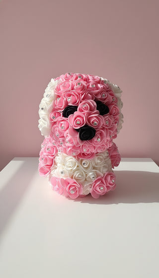 Silk Artificial Flower Crystal Puppy Dog Roses With Luxury Gift Box
