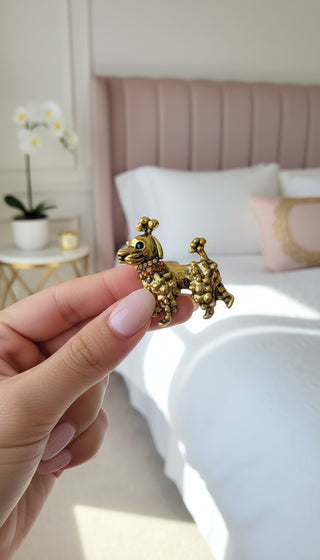 Crystal Collar Poodle Dog Pin Statement Brooch
