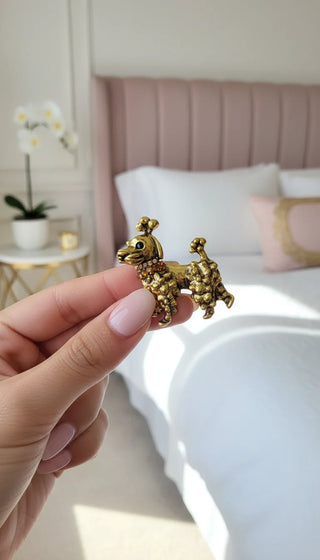 Poodle With Jewelled Collar Brooch Pin