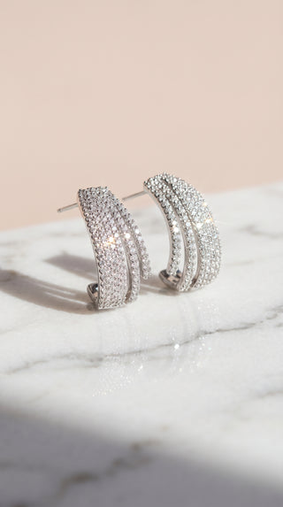 Layered Huggie Crystal Earrings