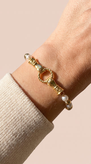 Good Hands Beaded Pull Tie Gold Plated Bracelet