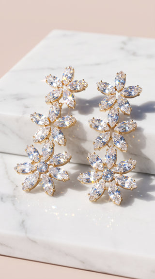 Flower Crystal Drop & Dangle Statement Earrings