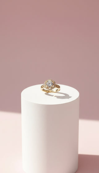 Gold Flower Round Cut Crystal Ring Gold Box set of 12