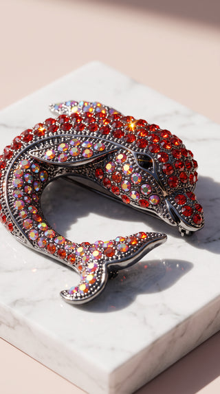 Dolphin Crystal Statement Brooch Pin