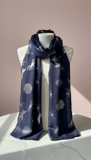 Dragon Fly Shimmer Silver Foil Scarf Pack of 12