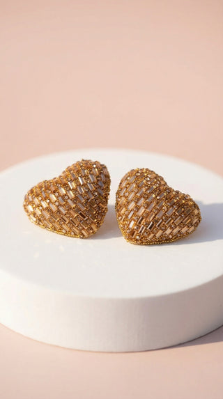 Elixir Collection Maxi Curved Heart Crystal Stud Earrings