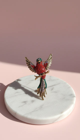 Colorful Bird Crystal Brooch Pin