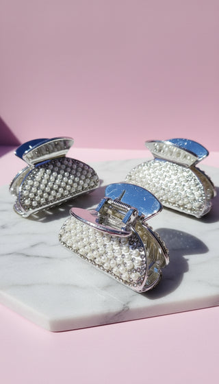 Crystal & Pearl Hair Clamps Pack of 12