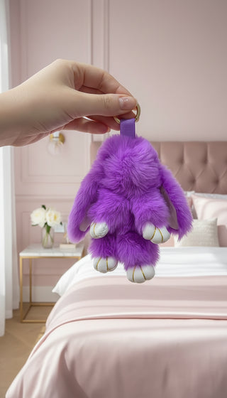 Mini Plush Fluffy Bunny Rabbit Key Ring & Bag Charm