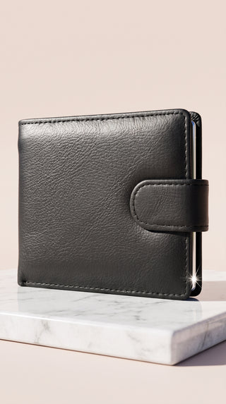 Men's Classic Leather Snap-Tab Bifold Wallet