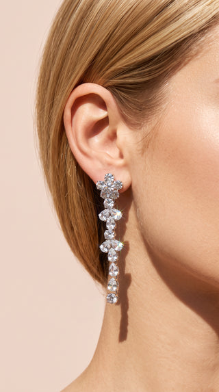 Flower Crystal Drop & Dangle Statement Earrings