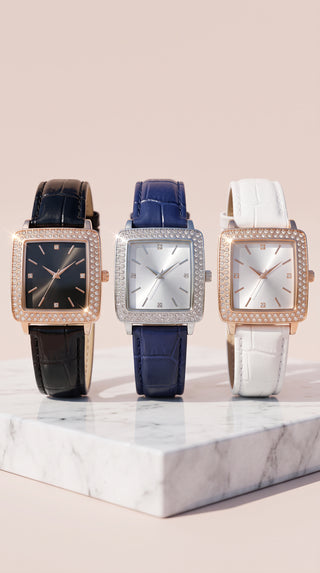 Square Crystal Bezel Watch