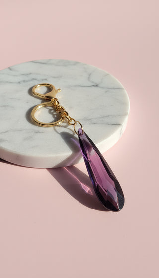 Faceted Glass Tear Drop KeyRing