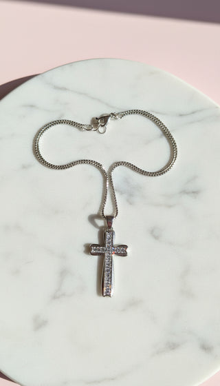 Pavé Crystal Cross Pendant Necklace