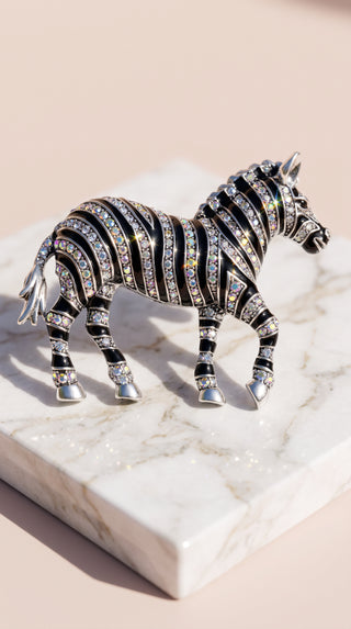 Zebra Crystal Brooch Pin