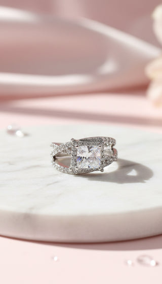 Princess Cut Crystal Ring Box set of 12