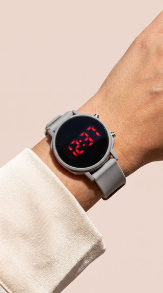 Digital Stainless Steel Round Face Unisex Watch