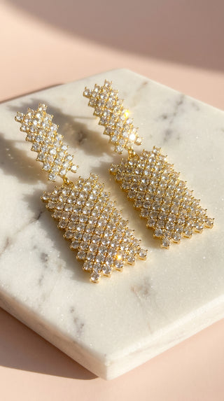 Oblong Layered Drop & Dangle Crystal Earrings