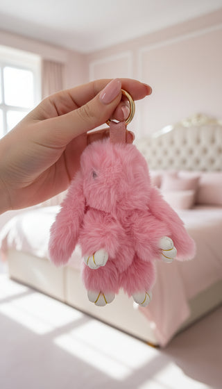 Mini Plush Fluffy Bunny Rabbit Key Ring & Bag Charm