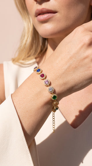Gold Plated Brilliant Cut Crystal Tennis Bracelet