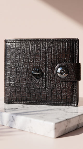 Men's Croc-Embossed Leather Snap Bifold Wallet