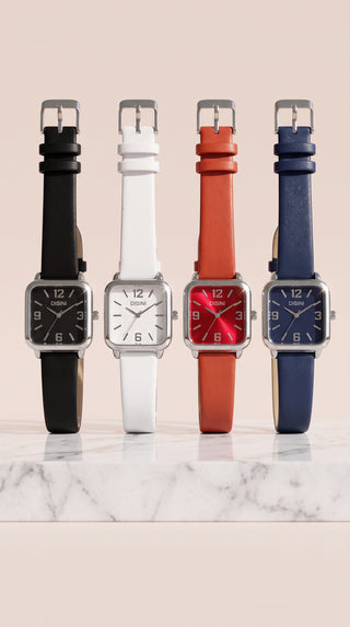 Classic Square Dial Quartz Watch – Silicone-Style Strap