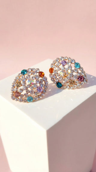 Oval Crystal Non Pierced Clip On Earrings