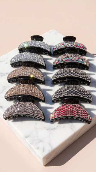Pack of 12 Crystal Hair Claw Clamps