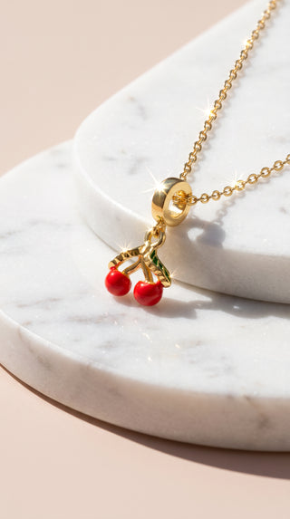 Cherry Gold Plated Steel Pendant Necklace